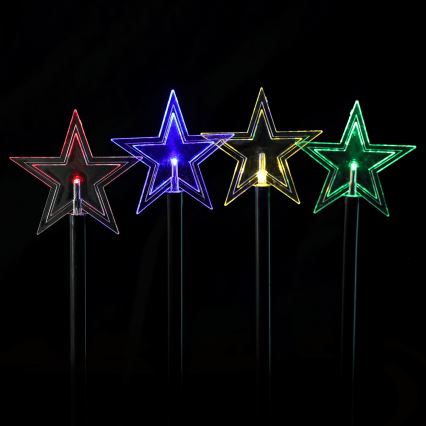 Aigostar - Luminaire solaire de Noël LED RGBY 5xLED/1,2V/8 fonctions 1m IP65 800mAh étoiles