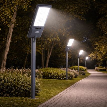Aigostar - Lampadaire solaire LED avec capteur LED/300W/3,2V 3600mAh + télécommande