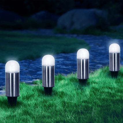 Aigostar - Lampe solaire LED/0,006W/1,2V 20cm chrome mat 6500K IP44