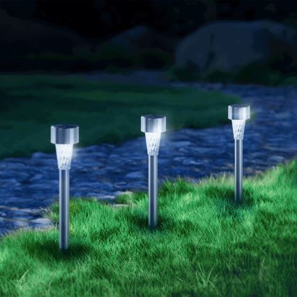 Aigostar - Lampe solaire LED/0,006W/1,2V 29,5 cm chrome mat 6500K IP44