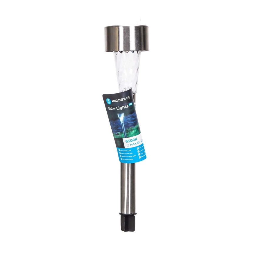 Aigostar - Lampe solaire LED/0,006W/1,2V 29,5 cm chrome mat 6500K IP44