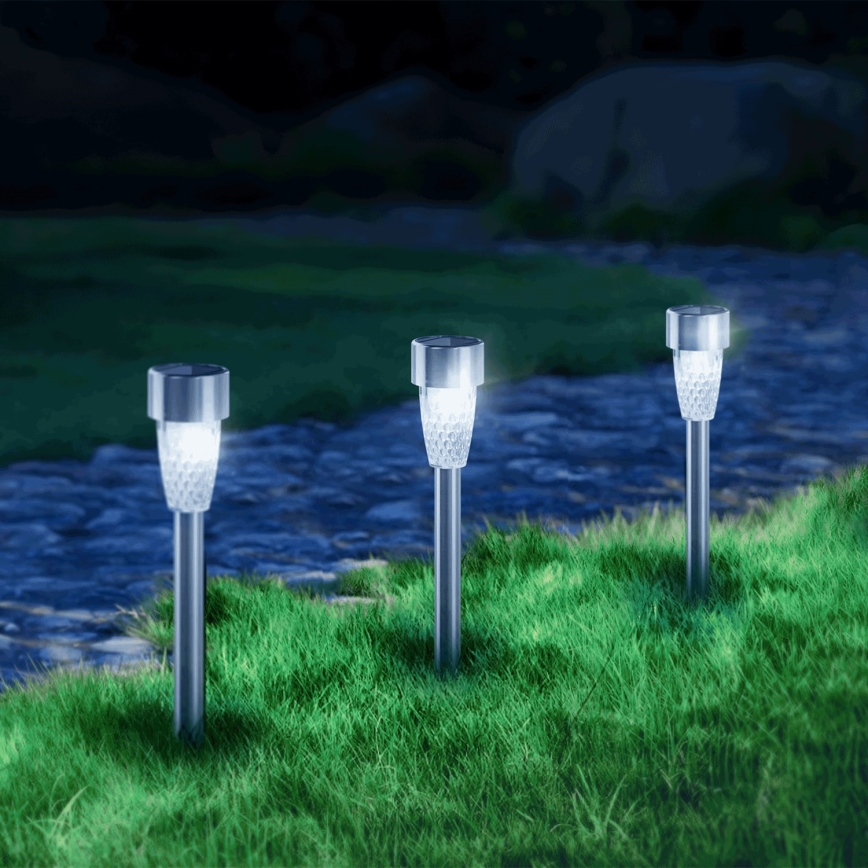 Aigostar - Lampe solaire LED/0,006W/1,2V 29,7 cm chrome mat 6500K IP44