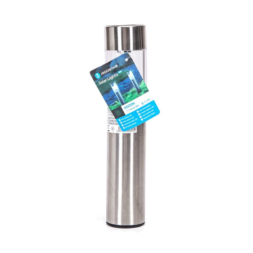 Aigostar - Lampe solaire LED/0,006W/1,2V 31,5 cm chrome mat 6500K IP44