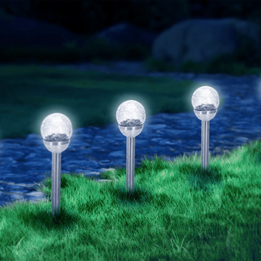 Aigostar - Lampe solaire LED/0,006W/1,2V 37,8cm chrome mat 6500K IP44