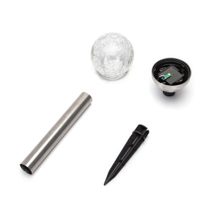 Aigostar - Lampe solaire LED/0,006W/1,2V 37,8cm chrome mat 6500K IP44