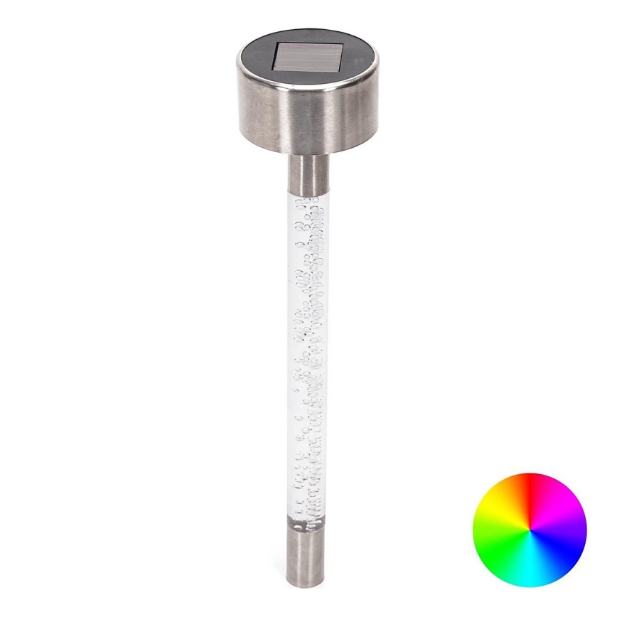 Aigostar - Lampe solaire LED RGB LED/0,006W/1,2V 36,7cm chrome mat IP44