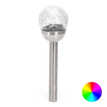 Aigostar - Lampe solaire LED RGB LED/0,006W/1,2V 37,8cm chrome mat IP44