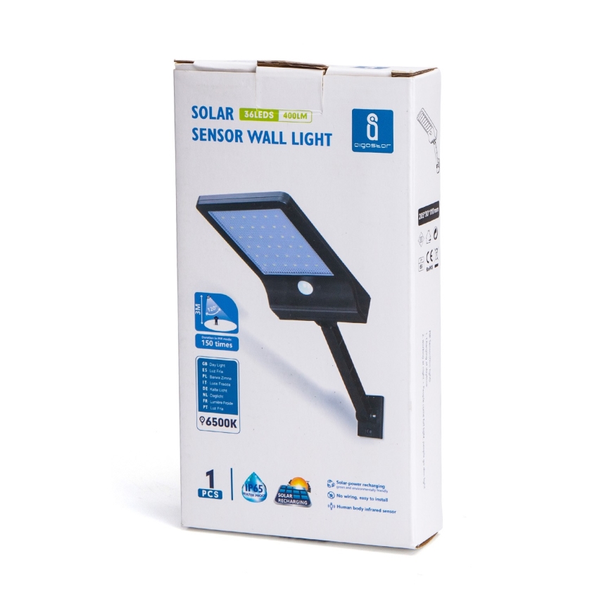 Aigostar - Lampione stradale solare a LED con sensore LED/2,3W/5,5V IP65