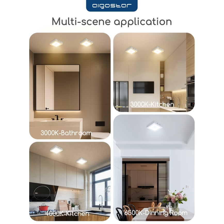 Aigostar - LED-Aufbauleuchte für Decke LED/18W/230V 4000K 22,6x22,6 cm Weiß