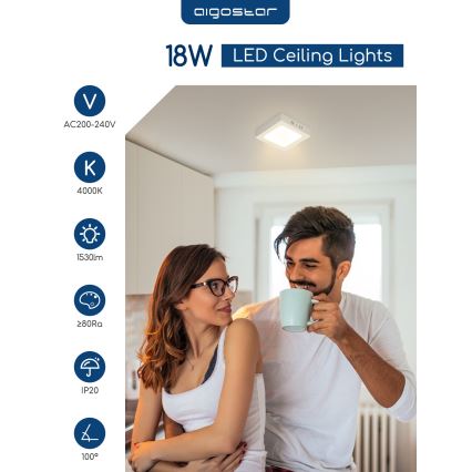 Aigostar - LED-Aufbauleuchte für Decke LED/18W/230V 4000K 22,6x22,6 cm Weiß
