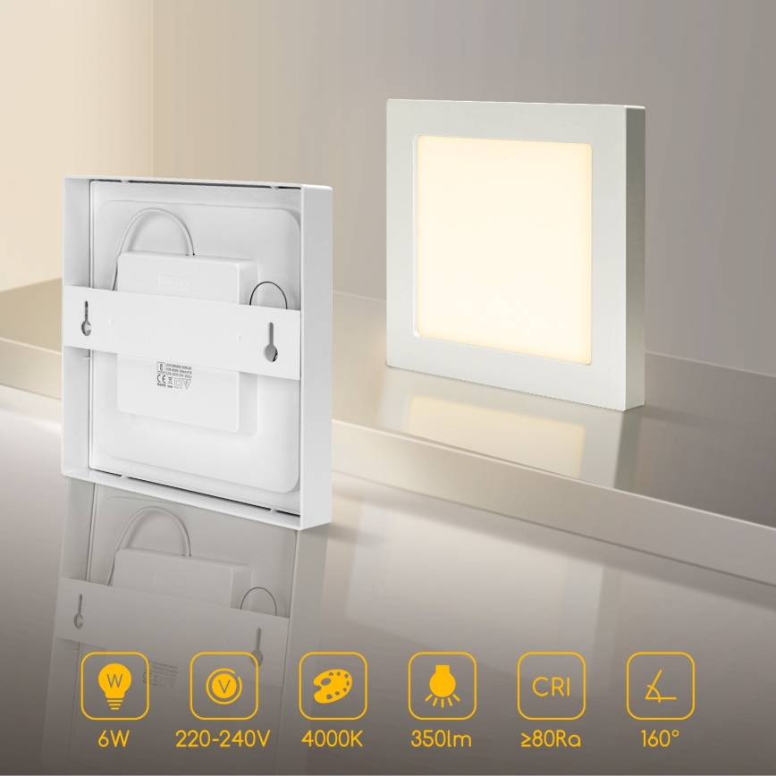 Aigostar - LED-Aufputz-Deckenleuchte LED/6W/230V 4000K 12,2x12,2 cm weiß
