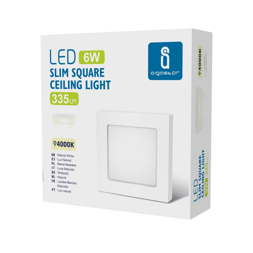 Aigostar - LED-Aufputz-Deckenleuchte LED/6W/230V 4000K 12,2x12,2 cm weiß