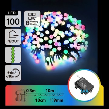 Aigostar - LED-Außen-Lichterkette 100 LED/8 Funktionen 10,3 m IP44 mehrfarbig