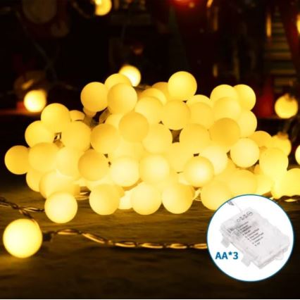 Aigostar - LED-Außen-Lichterkette 100xLED/3xAA/8 Funktionen 10,3 m IP44 warmweiß