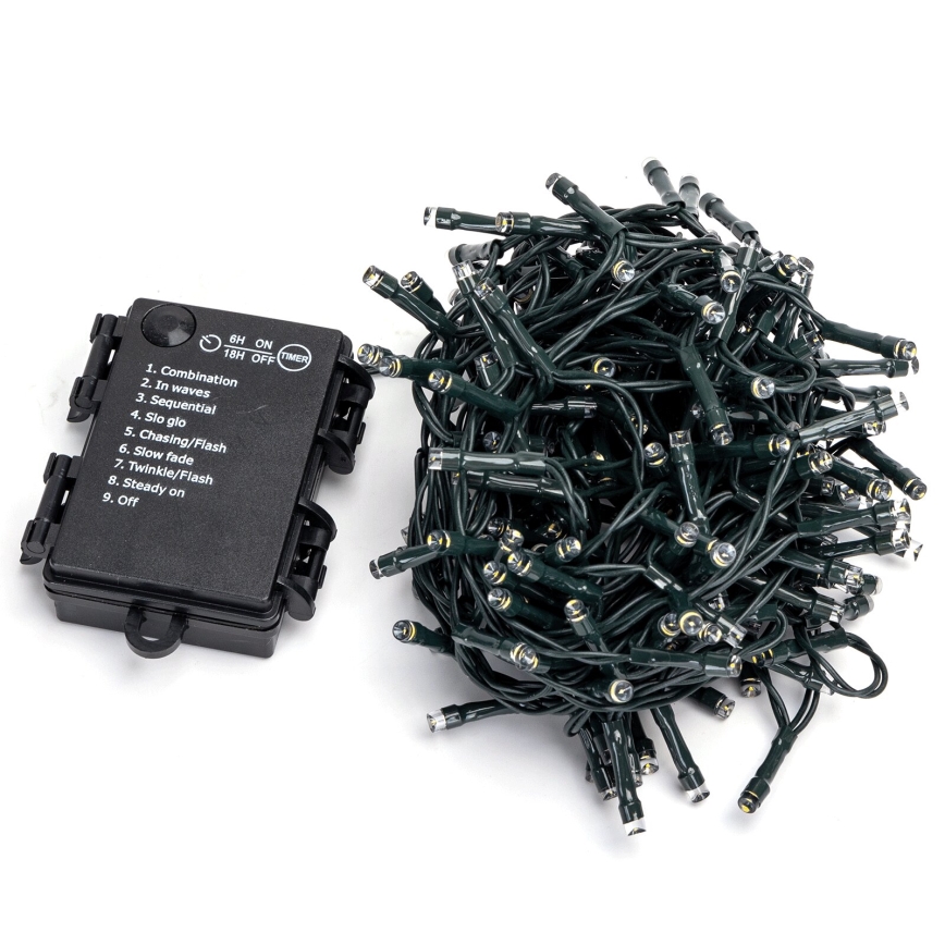 Aigostar - LED Außen-Weihnachtslichterkette 200xLED/8 Funktionen 3xAA 10,3m IP44 mehrfarbig