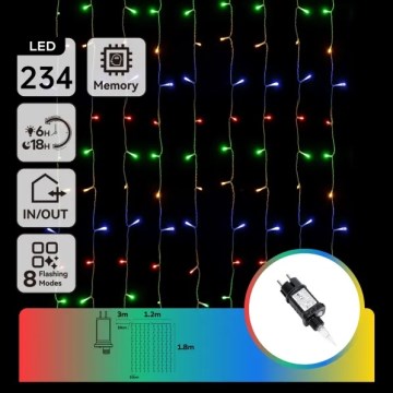 Aigostar - LED-Außen-Lichterkette 234xLED/8 Funktionen 1,2x1,8 m IP44 mehrfarbig