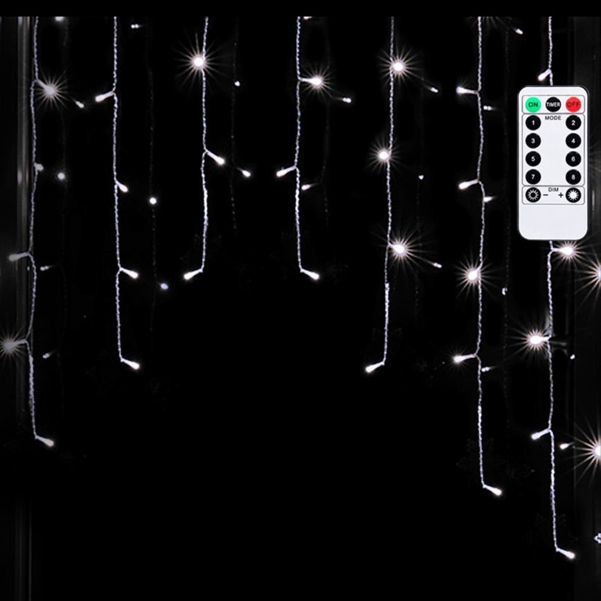 Aigostar - LED Außen-Weihnachtslichterkette 200xLED/6W/230V/8 Funktionen 3x1m IP44 kaltweiß + Fernbedienung