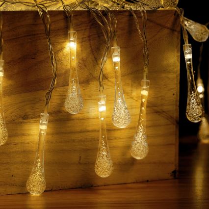 Aigostar - LED Außen-Lichterkette 25xLED/8 Funktionen 3xAA 2,5 m IP44 warmweiß Tropfen