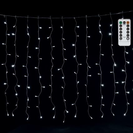 Aigostar - LED-Weihnachtslichterkette für den Außenbereich 300 LEDs / 8 Funktionen 3 x 1 m IP44 kaltweiß + Fernbedienung
