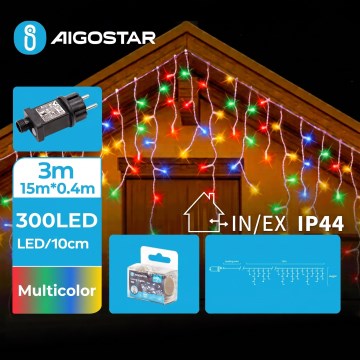 Aigostar - LED-Außen-Weihnachts-Lichterkette 300xLED/8 Funktionen 18x0,4m IP44 mehrfarbig