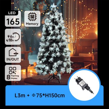 Aigostar - LED-Außen-Weihnachtsbaum 165 LEDs/8 Funktionen 1,5 m IP44 kaltweiß