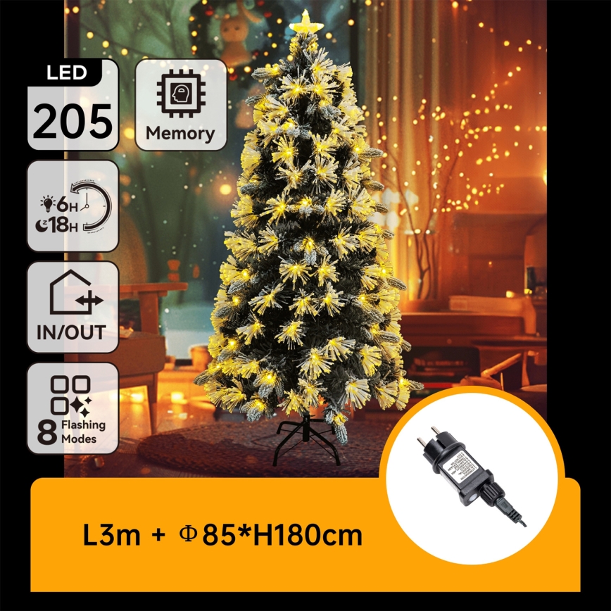 Aigostar - LED Außen-Weihnachtsbaum 205xLED/8 Funktionen 1,8 m IP44 Warmweiß