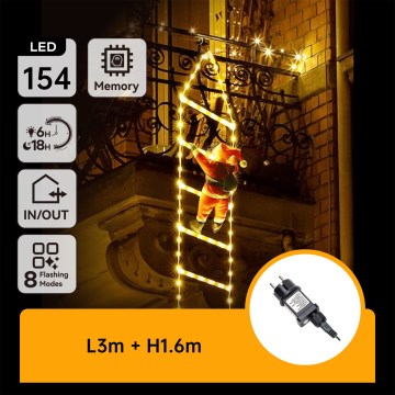 Aigostar - LED-Außen-Weihnachtsdekoration 154xLED/8 Funktionen 1,6 m IP44 warmweiß