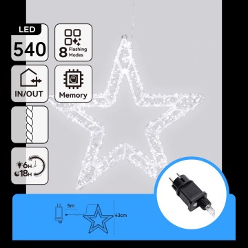 Aigostar - LED Außen-Weihnachtsdekoration 540xLED/6W/230V 43 cm IP44 kaltweiß Schneeflocke