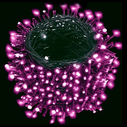 Aigostar - LED-Außen-Weihnachtskette 200 LEDs/8 Funktionen 3xAA 10,3 m IP44 rosa