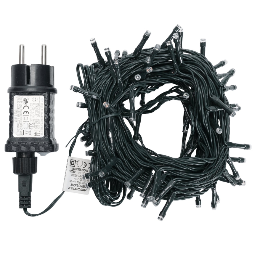 Aigostar - LED-Außen-Weihnachtslichterkette, 100 LEDs, 8 Funktionen, 13 m, IP44, warmweiß