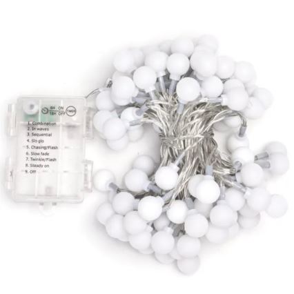 Aigostar - LED-Außen-Weihnachtslichterkette, 100 LEDs, 3×AA, 8 Funktionen, 10,3 m, IP44, mehrfarbig