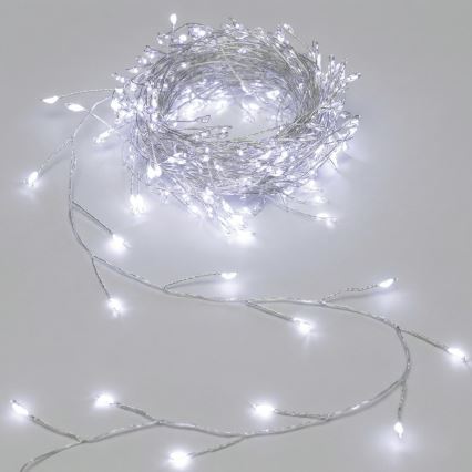 Aigostar - LED-Außen-Weihnachtslichterkette 100xLED/8 Funktionen 3xAA 3,3m IP44 kaltweiß