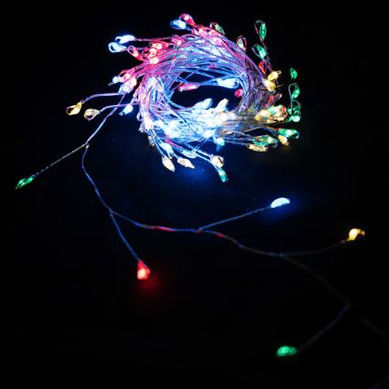 Aigostar - LED-Außen-Weihnachtslichterkette 100xLED/8 Funktionen 3xAA 3,3m IP44 mehrfarbig