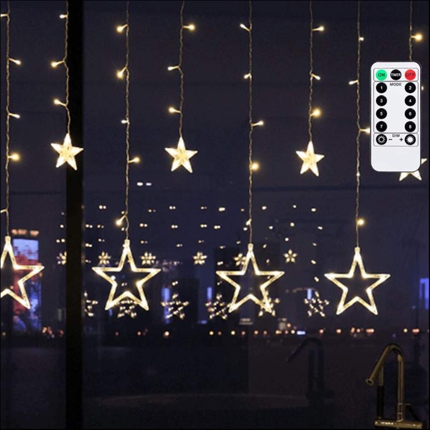 Aigostar - LED-Lichterkette für den Außenbereich 120xLED/8 Funktionen 3x0,6 m IP44 warmweiß + Fernbedienung