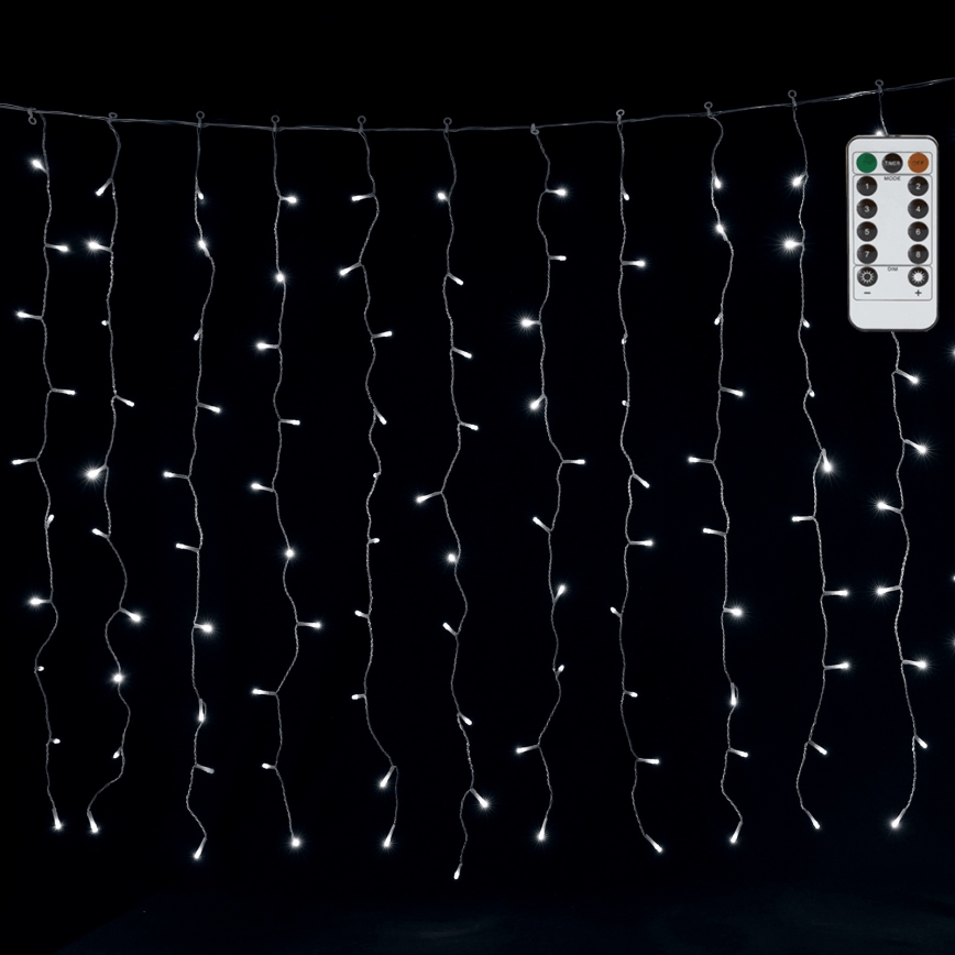 Aigostar - LED-Außen-Lichterkette 300xLED/8 Funktionen 3x1m IP44 kaltweiß + Fernbedienung