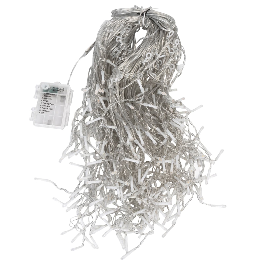 Aigostar - LED-Außen-Weihnachtslichterkette 300xLED/8 Funktionen 3xAA 18x0,4m IP44 mehrfarbig