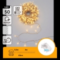 Aigostar - LED-Außen-Weihnachtslichterkette 50 LEDs / 8 Funktionen, 3× AA, 5,3 m, IP44, warmweiß