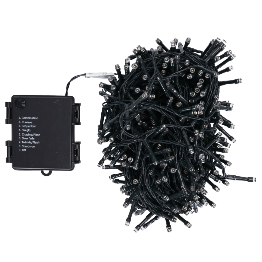 Aigostar - LED-Außen-Weihnachtslichterkette 500xLED/8 Funktionen 4xAA 25,3 m IP44 warmweiß
