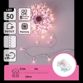 Aigostar - LED-Außen-Weihnachtslichterkette 50xLED/8 Funktionen 3xAA 5,3m IP44 rosa/warmweiß