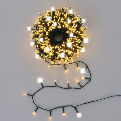 Aigostar - LED-Außen-Weihnachtslichterkette 80xLED+20xLED 8 m IP44 warmweiß + kaltweiß