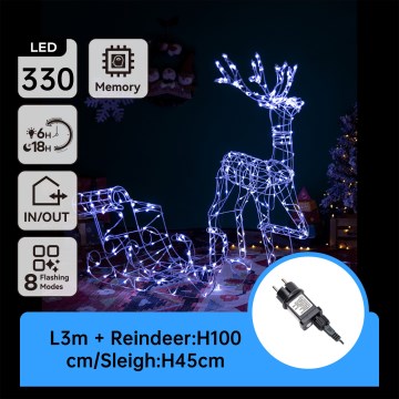 Aigostar - LED Außenbeleuchtung LED/3,6W/31/230V 6500K 90/45cm IP44 Rentier mit Schlitten