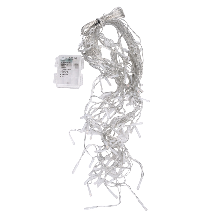 Aigostar-LED Catena luminosa di Natale per esterni 100xLED/8 funzioni 3xAA 8x0,4m IP44 multicolore