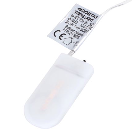 Aigostar - LED Catena luminosa natalizia 20xLED/2xCR2032 2m multicolore
