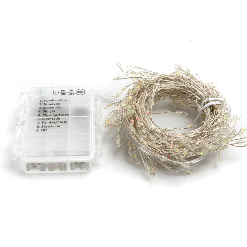 Aigostar - LED Catena luminosa natalizia da esterno 300xLED/8 funzioni 3xAA 9,3m IP44 multicolore
