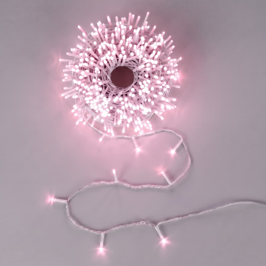 Aigostar - LED catena luminosa natalizia da esterno 50xLED/8 funzioni 3xAA 5,3m IP44 rosa