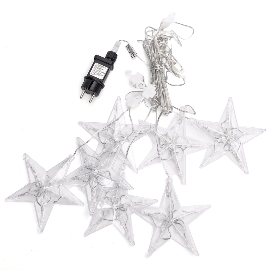 Aigostar - Catena luminosa natalizia a LED per esterni 70xLED 1,2x1m IP44 bianco freddo a forma di stelle
