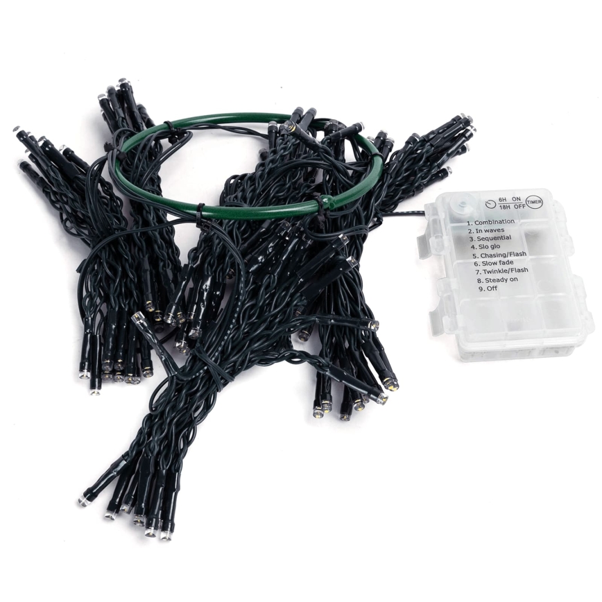 Aigostar - LED catena luminosa natalizia da esterno 90xLED/8 funzioni 3xAA 1,5m IP44 bianco caldo