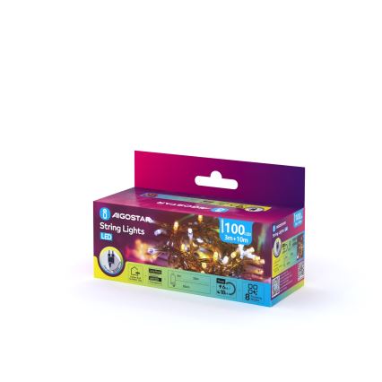 Aigostar - LED catena natalizia per esterni 100xLED/8 funzioni 13m IP44 bianco caldo/bianco freddo