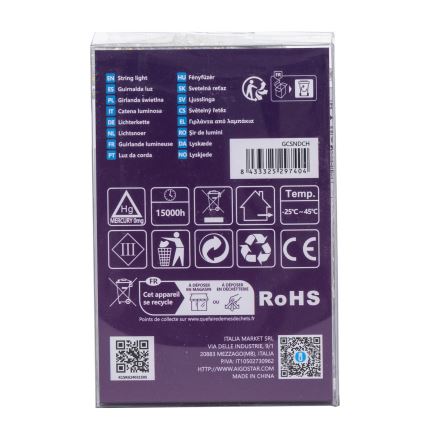 Aigostar -LED Catena luminosa natalizia per esterni 100xLED/8 funzioni 3xAA 10,3m IP44 bianco caldo