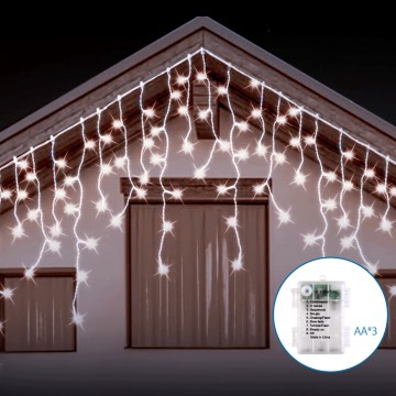 Aigostar - LED Catena luminosa natalizia per esterni 200xLED/8 funzioni 3xAA 13x0,6m IP44 bianco freddo